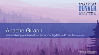 Apache Giraph
start analyzing graph relationships in your bigdata in 45 minutes (or
your money back)!
 