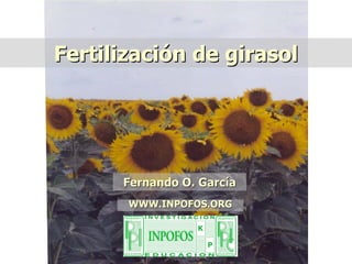 Fertilización de girasol




      Fernando O. García
       WWW.INPOFOS.ORG
 