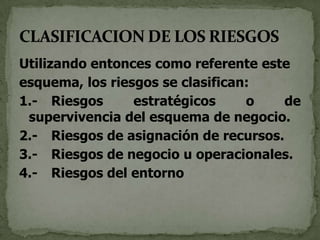 Y del dinero que?TIPOS DE RIESGO