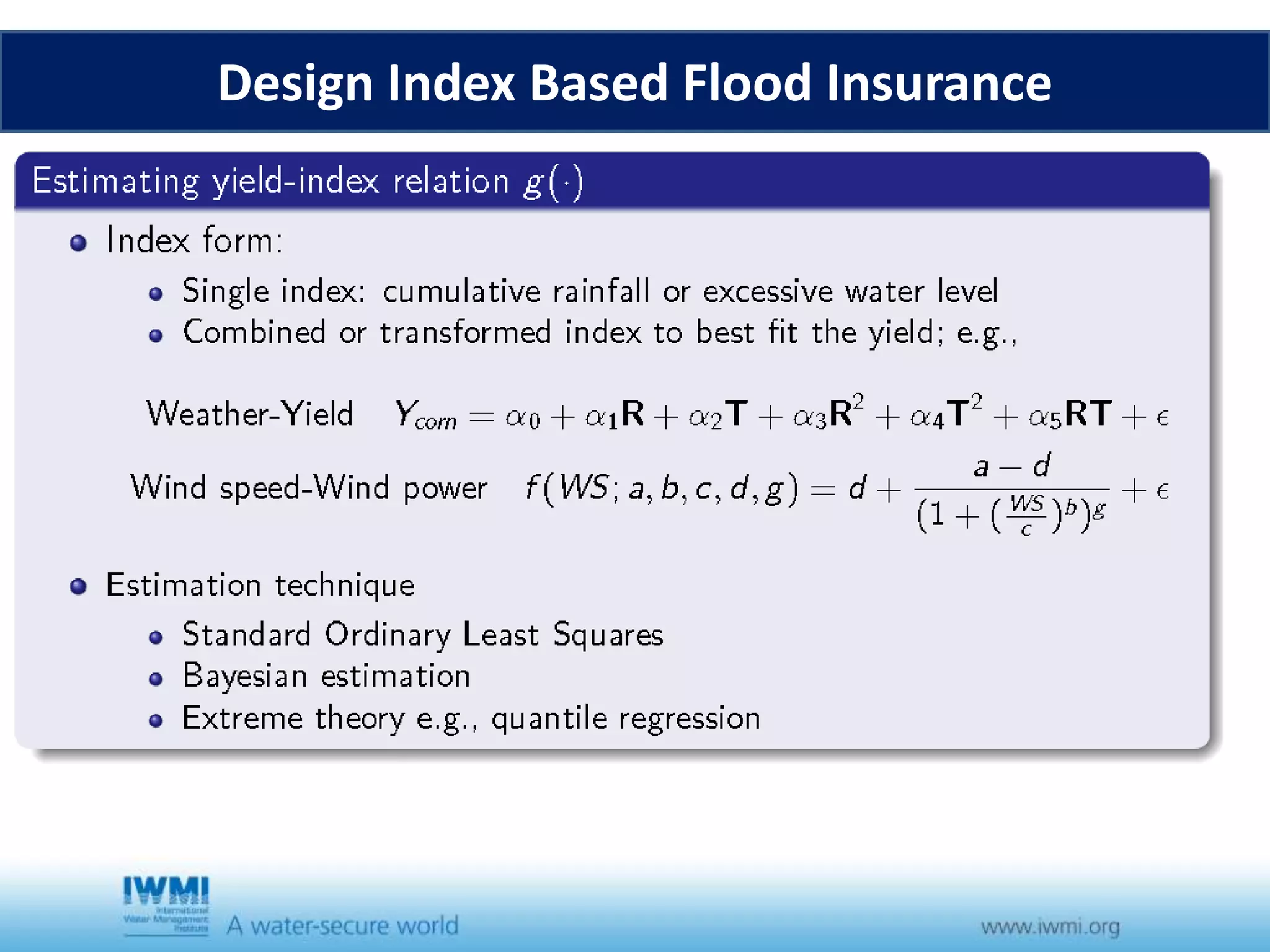 Design Index Based Flood Insurance
 