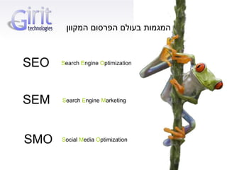 S earch  E ngine  O ptimization S earch  E ngine  M arketing S ocial  M edia  O ptimization SEO SEM SMO ?????? ????? ?????? ?????? 