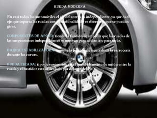 Rueda moderna




Componentes de apoyo:


Barra estabilizadora:


Rueda tirada:
 