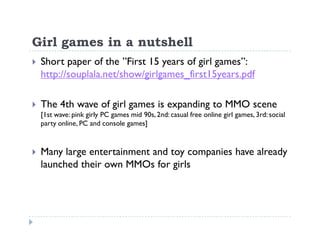 Girlgames and girl MMOs