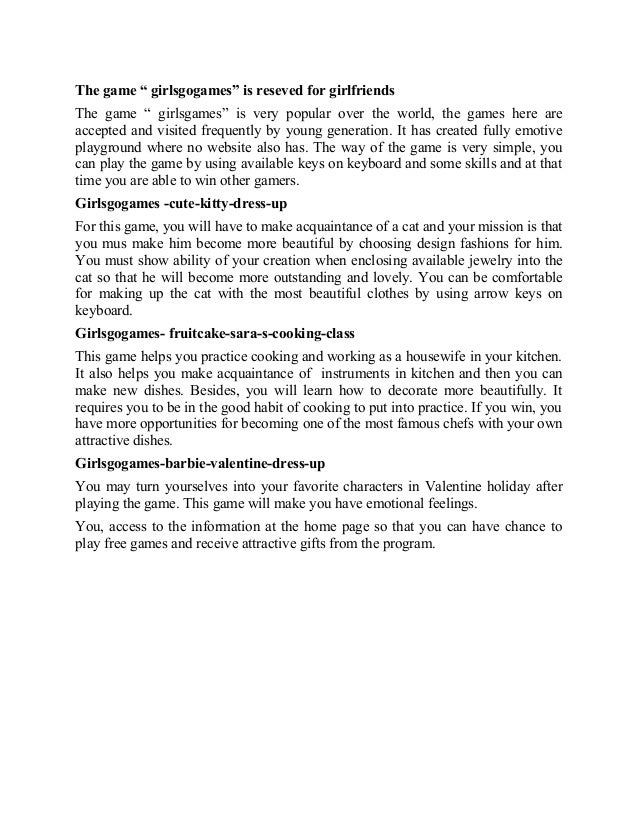 The game “ girlsgogames” is reseved for girlfriends