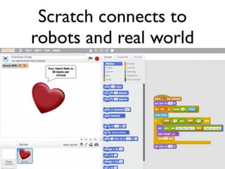 Scratch connects to
robots and real world
 