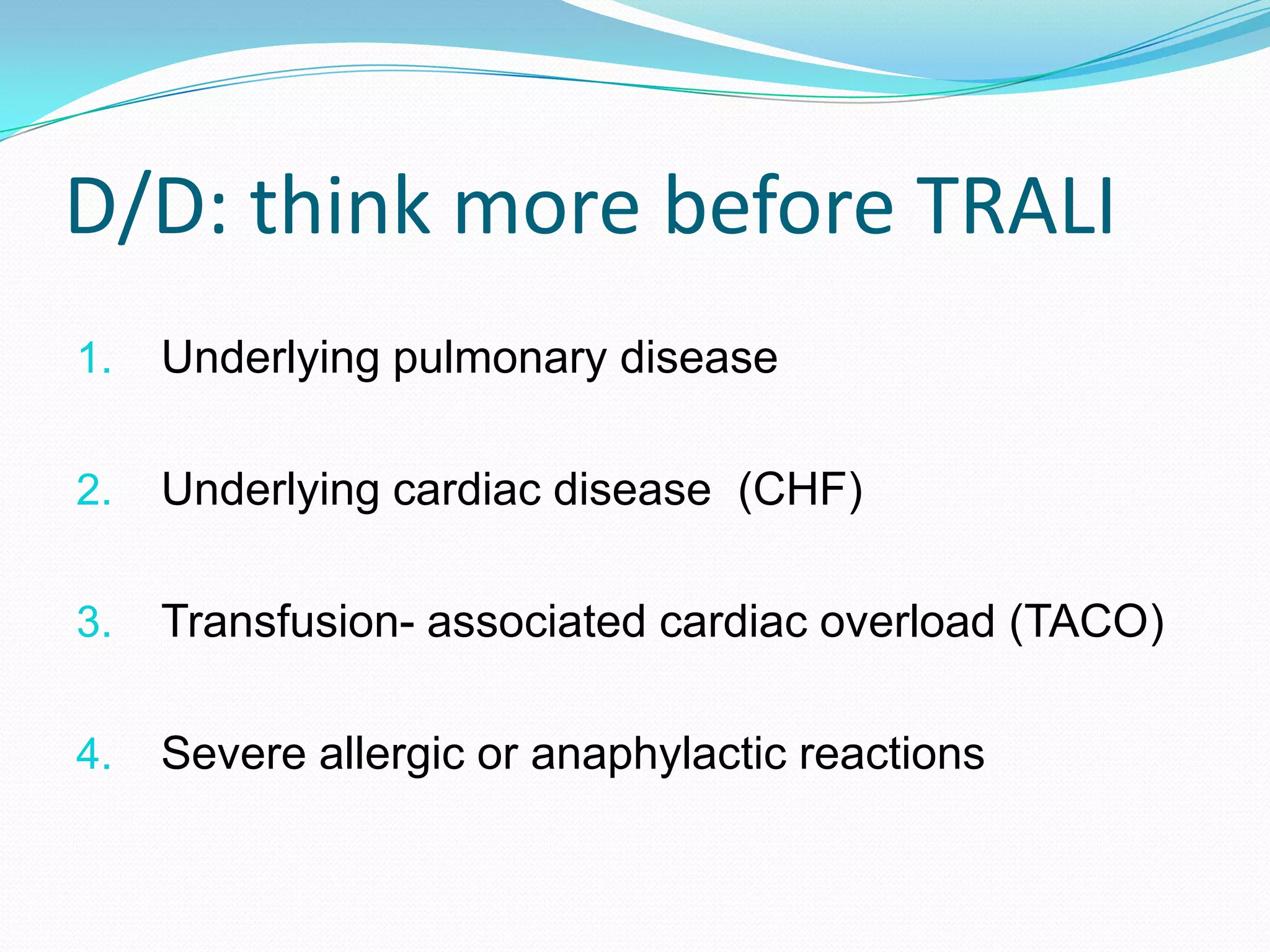 Transfusion ReactionsInfectious or Non-infectiousAcute or Chronic