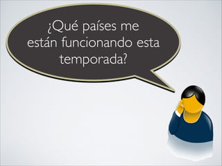 ¿Qué países me
están funcionando esta
temporada?

 