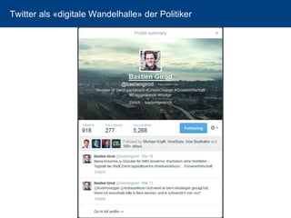 Twitter als «digitale Wandelhalle» der Politiker 
22 
 