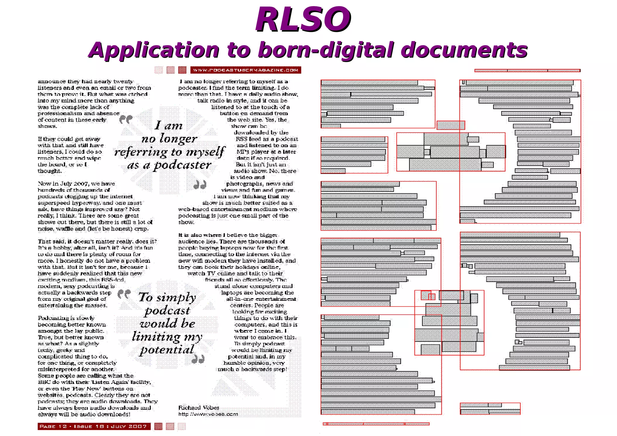 RLSO
Application to born-digital documents
 