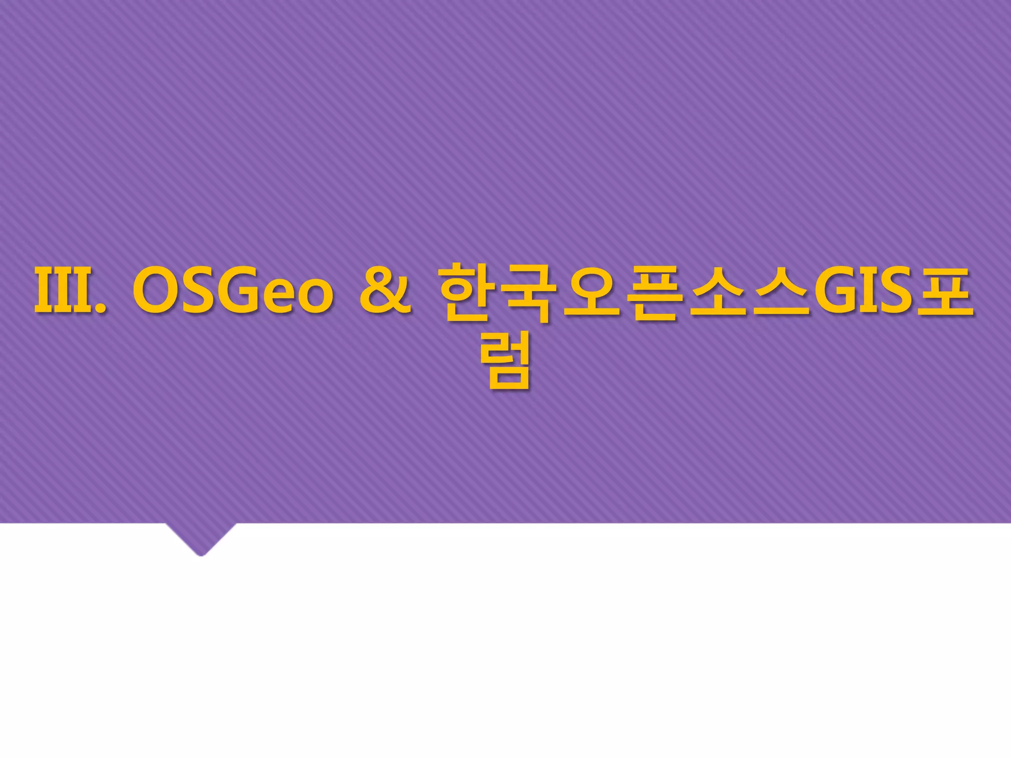 III. OSGeo & 한국오픈소스GIS포 
럼 
 