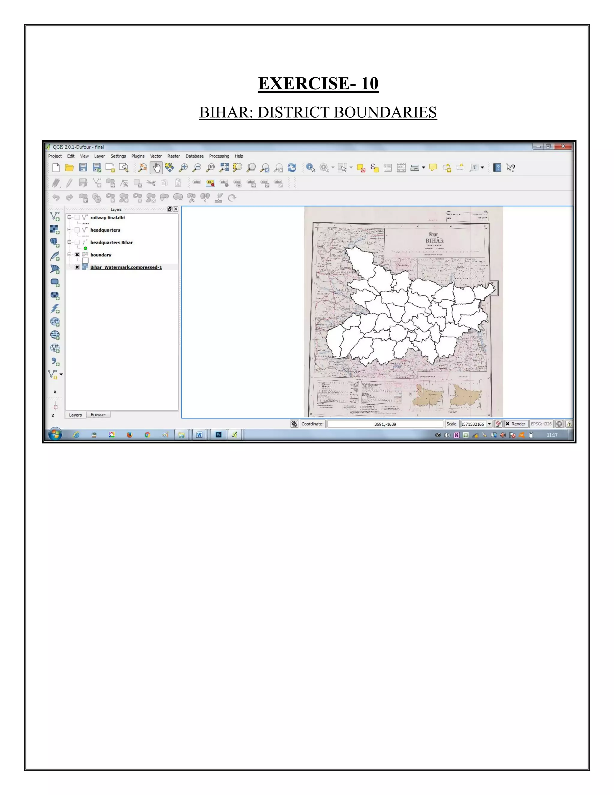 EXERCISE- 10
BIHAR: DISTRICT BOUNDARIES
 