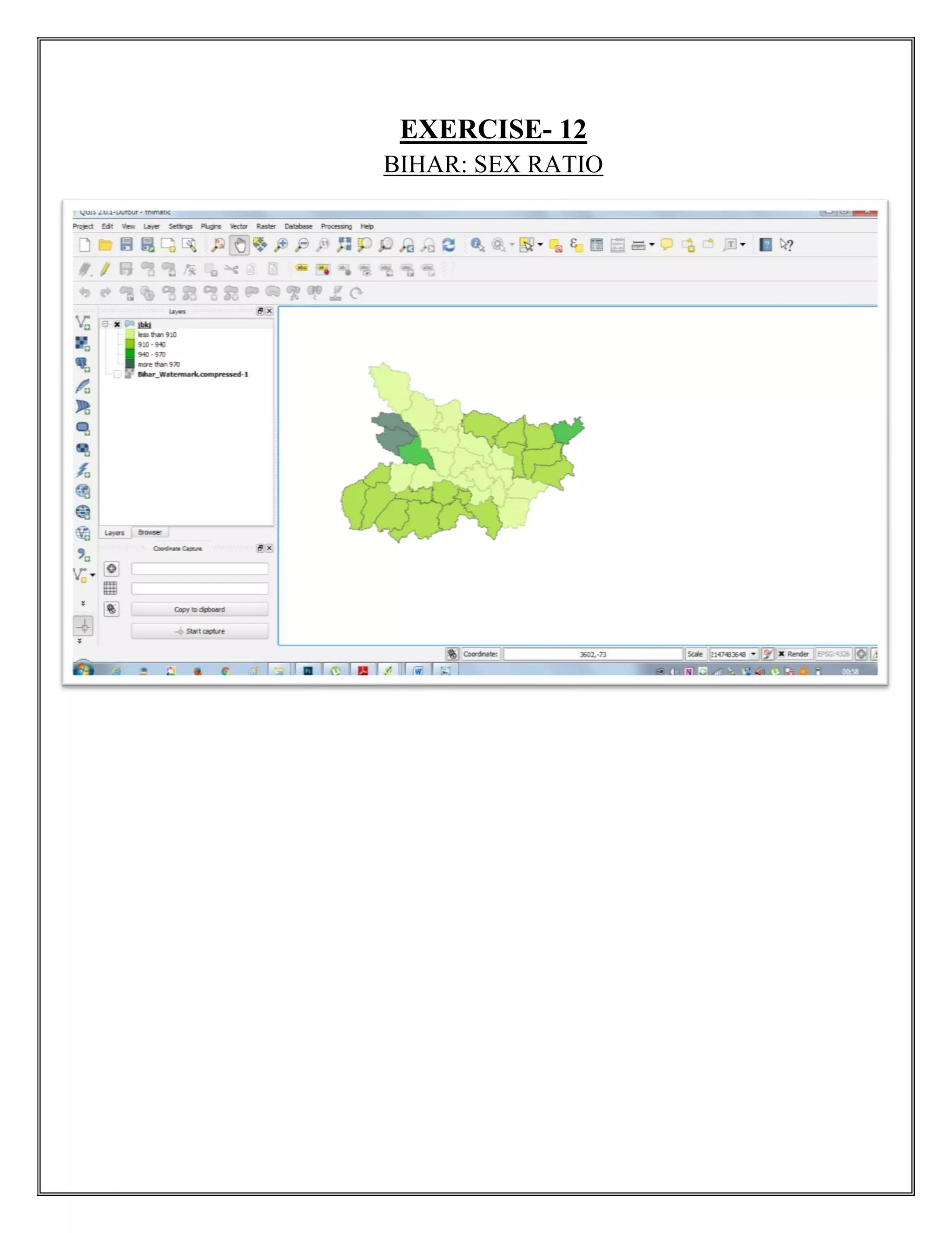 EXERCISE- 12
BIHAR: SEX RATIO
 