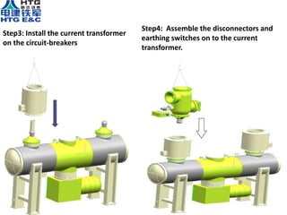 Step3: Install the current transformer
on the circuit-breakers
Step4: Assemble the disconnectors and
earthing switches on to the current
transformer.
 