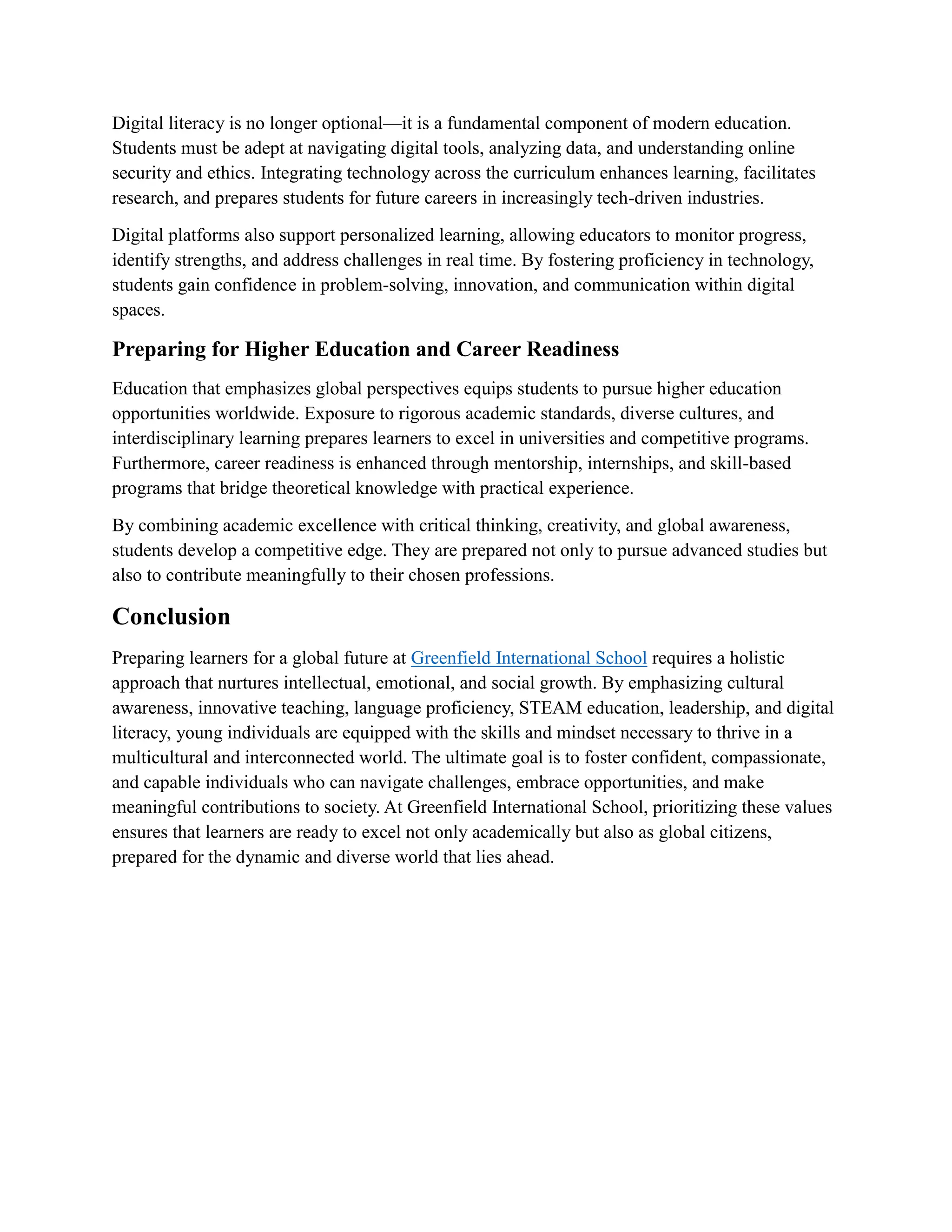 International School: Preparing Students for a Global Future | PDF