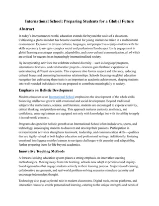 International School: Preparing Students for a Global Future | PDF