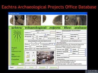 Eachtra Archaeological Projects Office Database
 