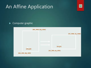 An Affine Application 4
 Computer graphic
 