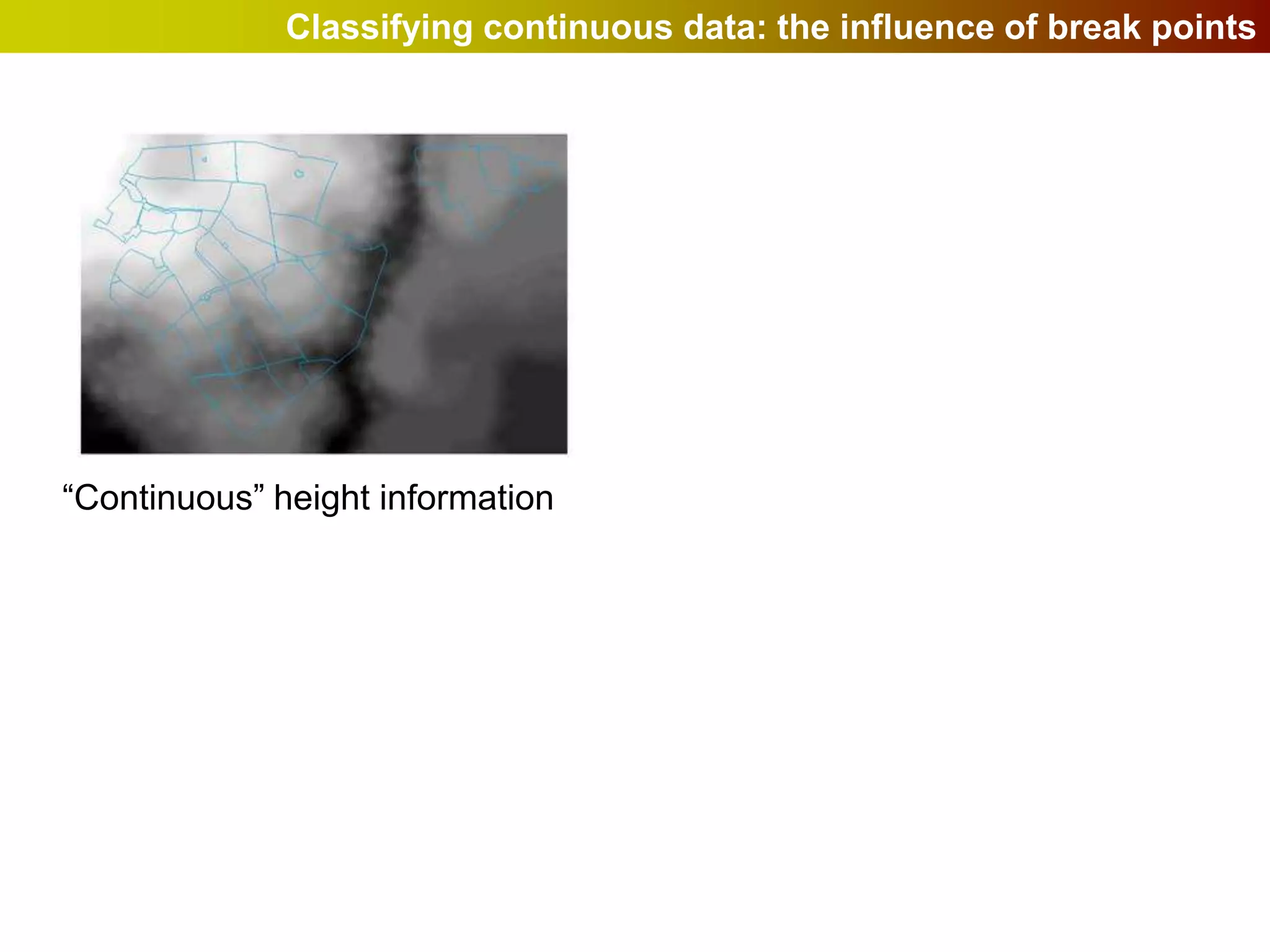Classifying continuous data: the influence of break points




“Continuous” height information
 