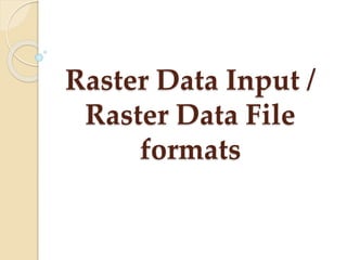 Raster Data Input /
Raster Data File
formats
 