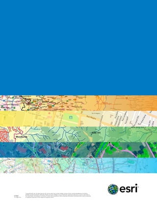 Copyright © 2011 esri. all rights reserved. esri, the esri globe logo, arcGIs, arcMap, arcView, arcInfo, arcPad, Modelbuilder, arcToolbox,
                arceditor, arcsDe, arcobjects, 3D analyst, Maplex, esri.com, and @esri.com are trademarks, registered trademarks, or service marks of esri in
121867          the United states, the european Community, or certain other jurisdictions. other companies and products mentioned herein may be trademarks
???1.5M6/11ed   or registered trademarks of their respective trademark owners.
 