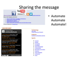 Sharing the message
             • Automate
               Automate
               Automate!
 