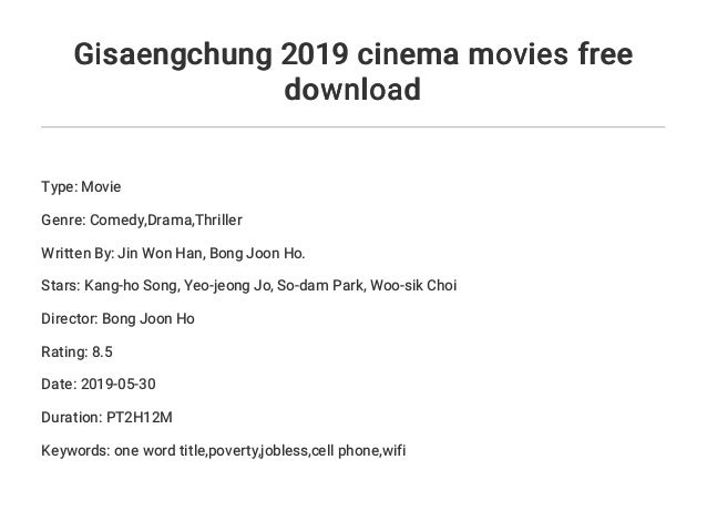 Gisaengchung 2019 Cinema Movies Free Download