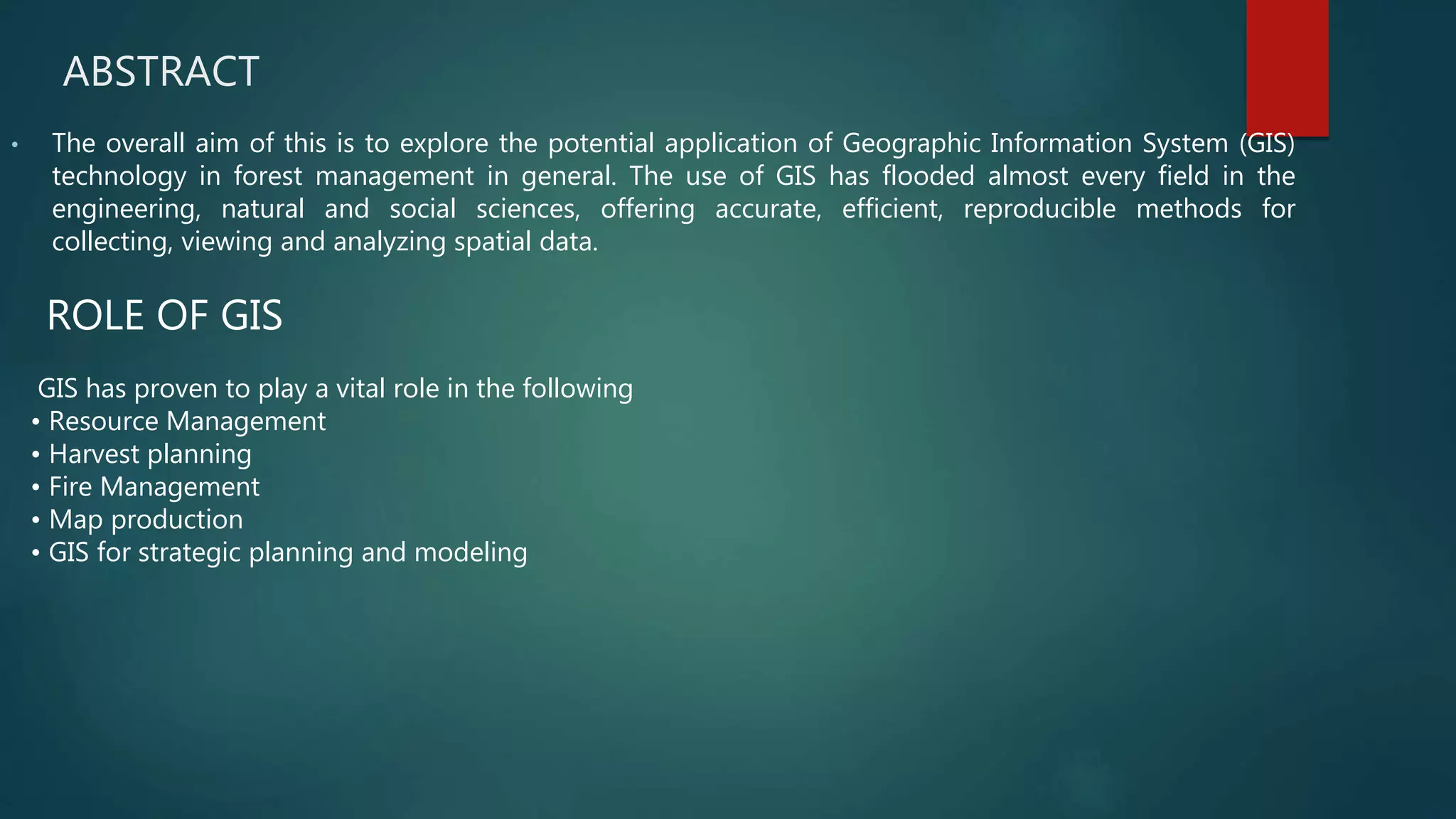 Gis application on forest management | PPTX