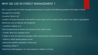 Gis application on forest management | PPTX