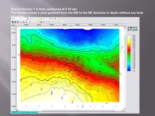 The next phase is the subsurface seismic interpretation, mapping and evaluation of Izvoru field using the SMT Kingdom Suite to reveal structural and stratigraphic trends, fault systems, define fluid contacts, show reservoir facies mapping i.e. reservoir distribution through lithology and isopach maps to aid prospect evaluation simply put the survey was carried out to identify specific areas where hydrocarbons can be found, determine the formation serving as reservoirs, identify the best location to drill an exploratory well and measure the area/thickness of the reservoir . 36