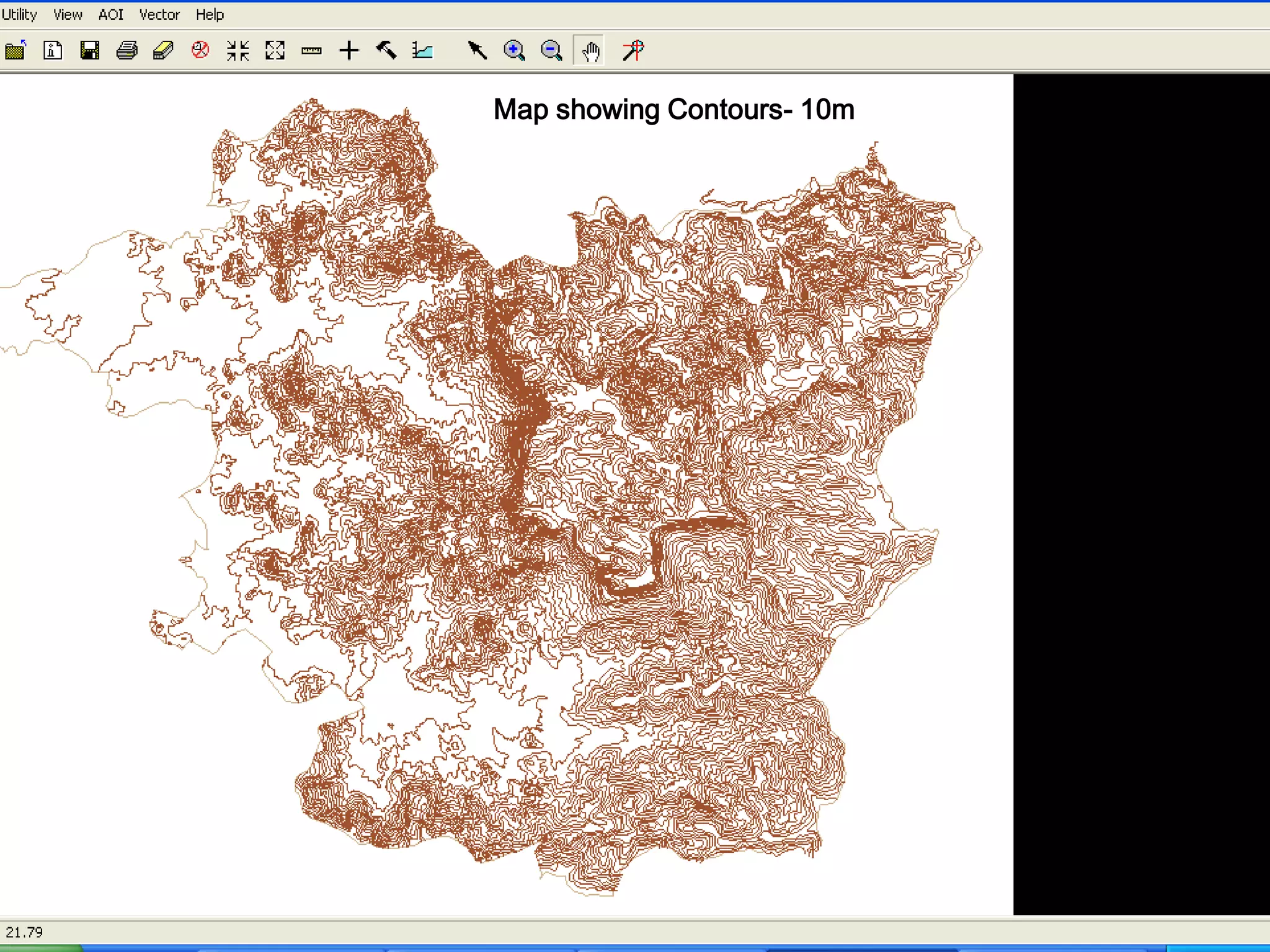 Map showing Contours- 10m
 