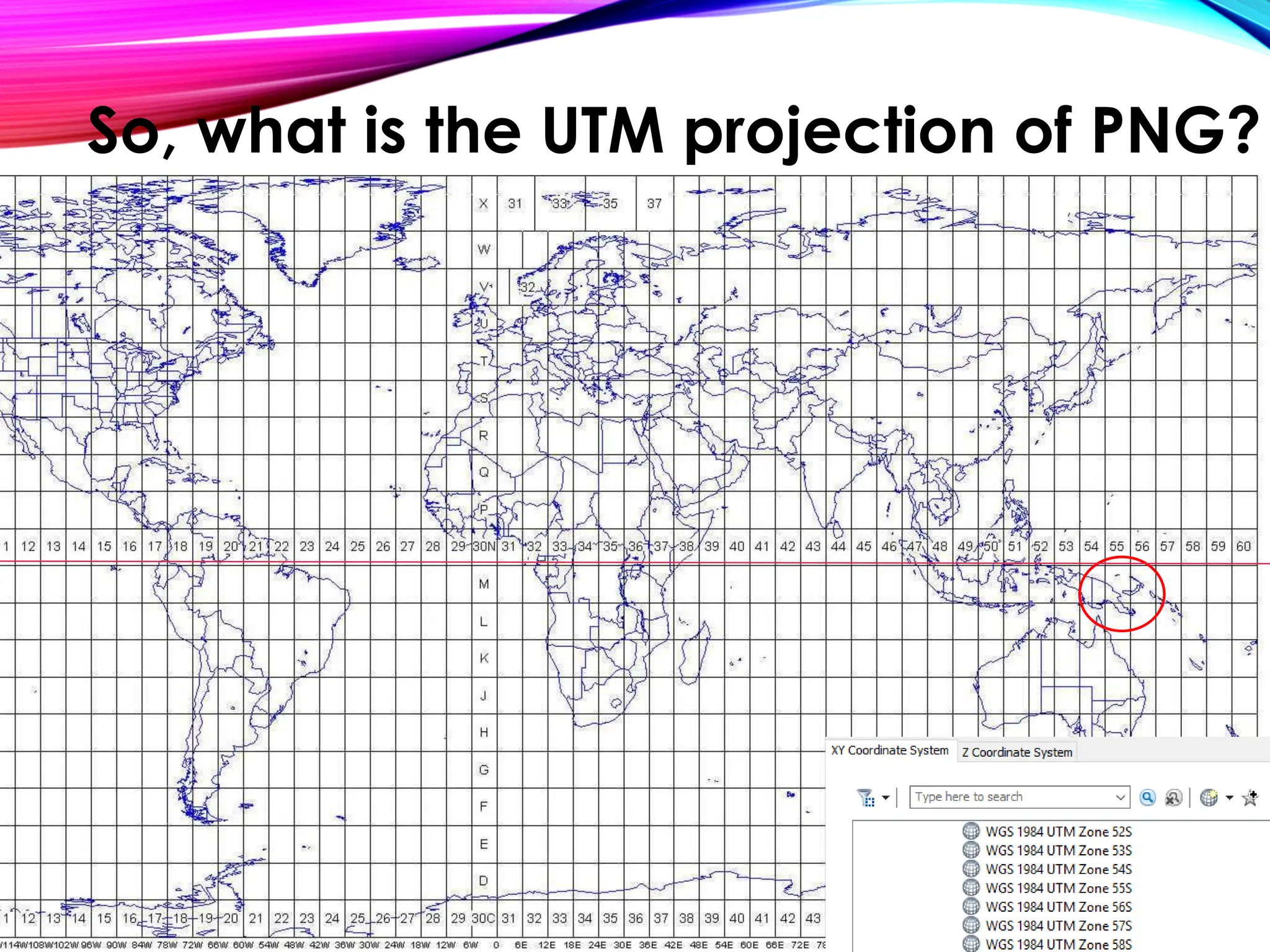So, what is the UTM projection of PNG?
 