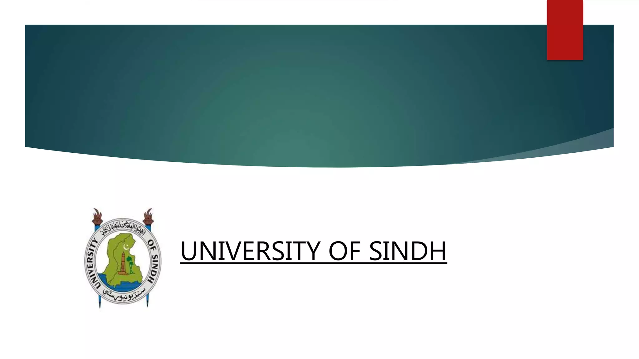 UNIVERSITY OF SINDH
 