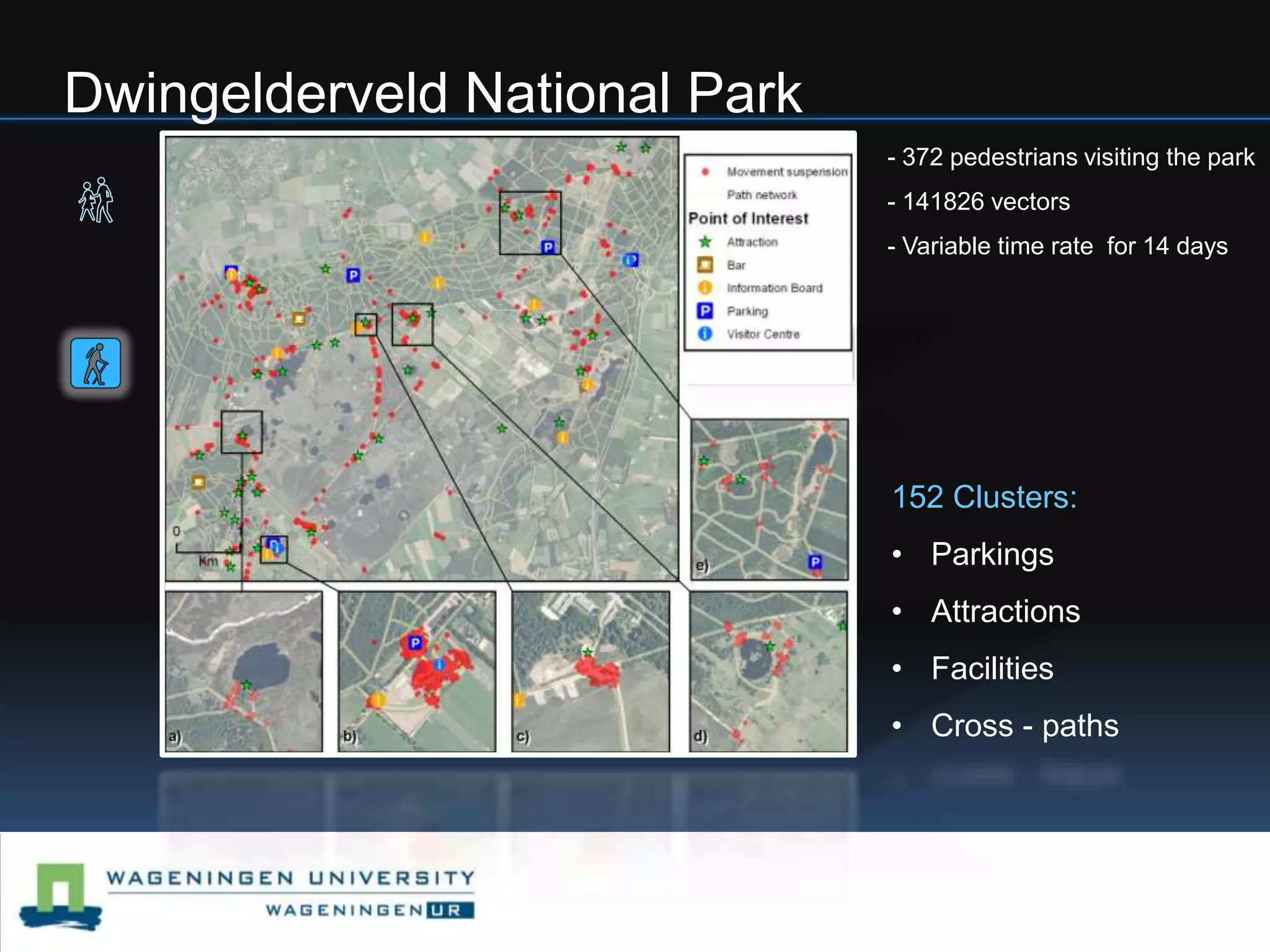 ImplementationFour datasets representing the movement of different kind of entities:Children playing an urban mobile game.Visitors walking in a recreational area.Trucks delivering cement in a city.Elephants moving in a Natural Park