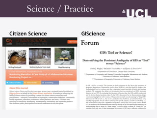 Science / Practice
Citizen Science GIScience
 