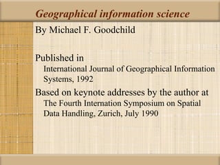 Introduction to GIS: mapping and spatial analysis | PPT