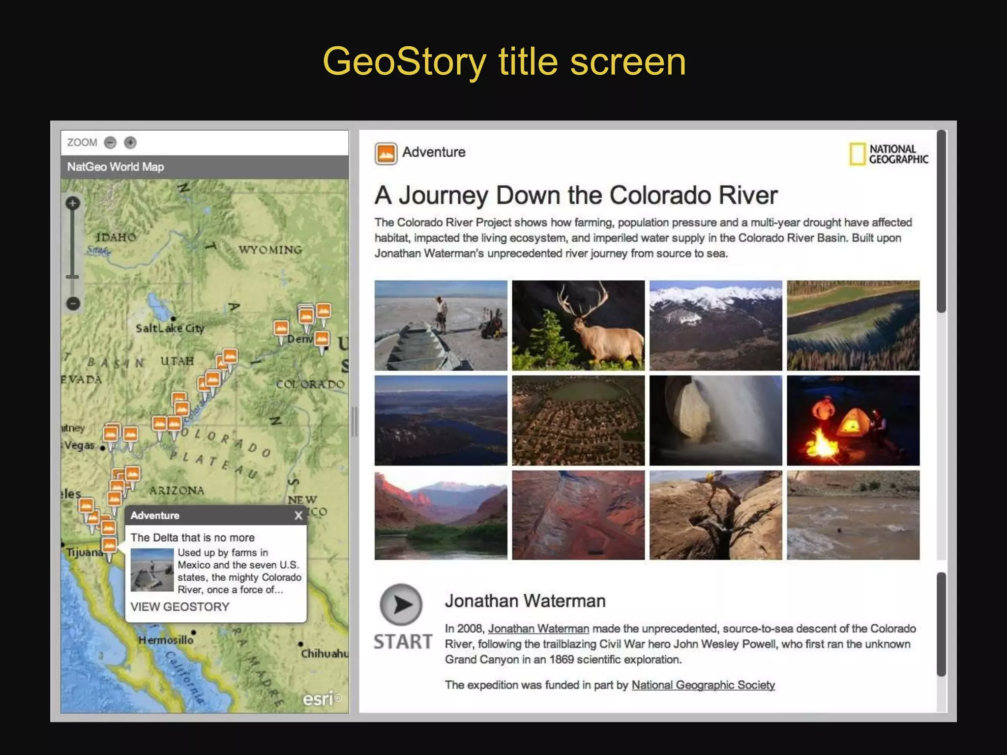 GeoStory title screen

 