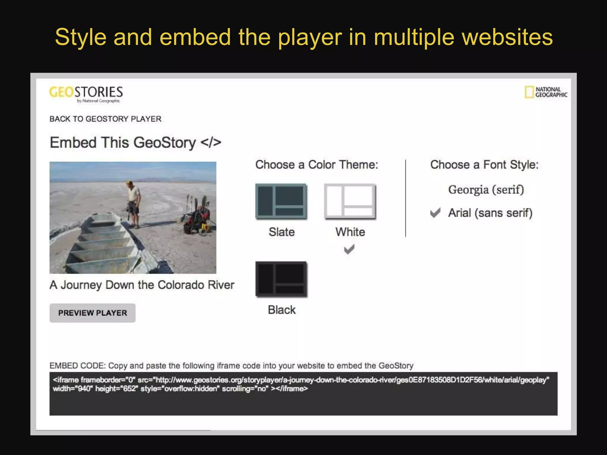 Style and embed the player in multiple websites

 