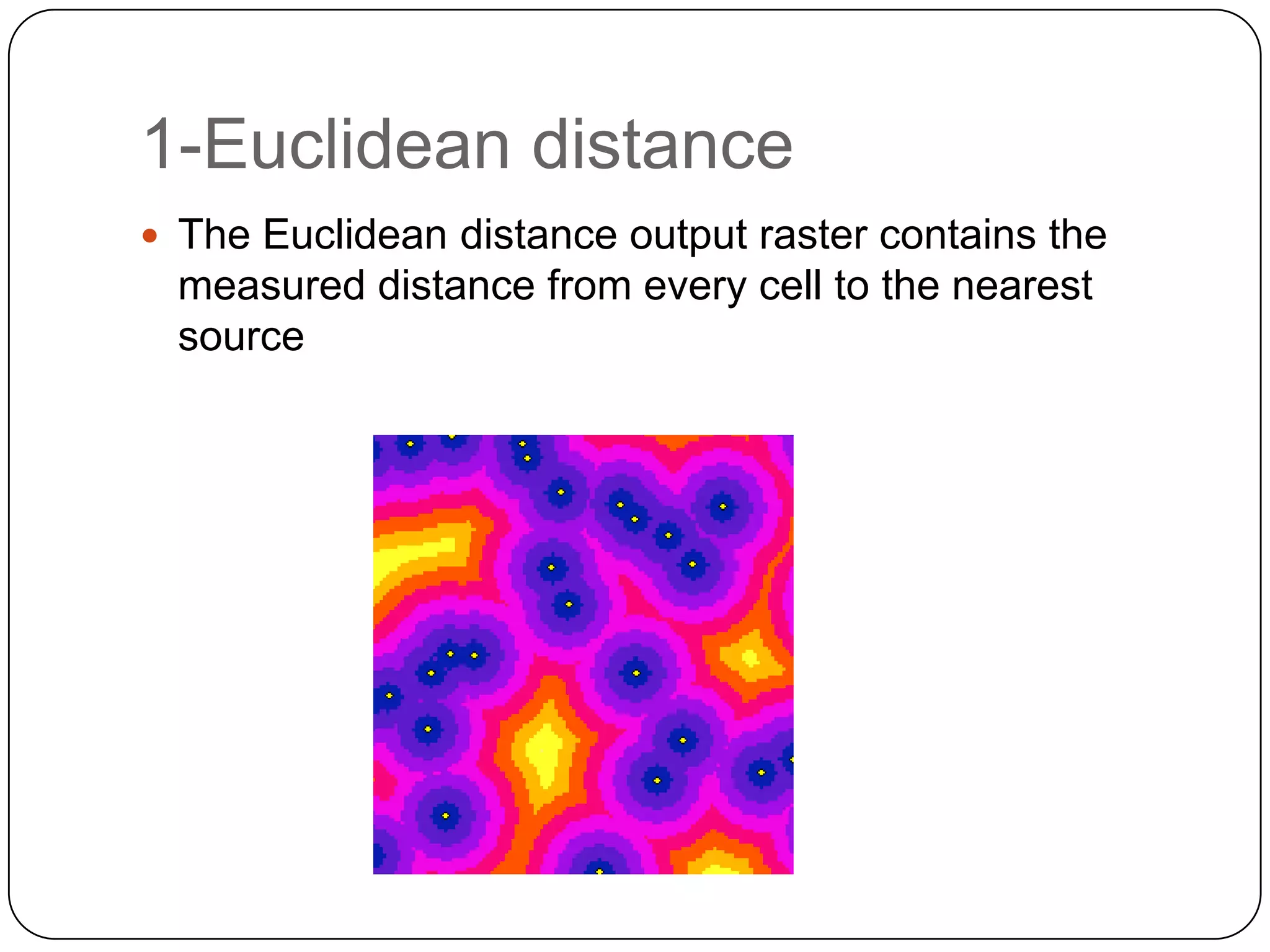 2-Point DensityCalculates a magnitude per unit area from point features that fall within a neighborhood around each cell