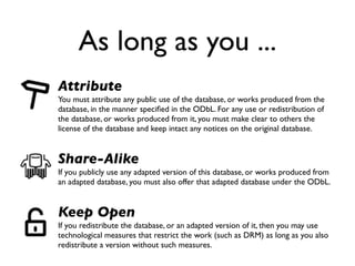 As long as you ...
Attribute
You must attribute any public use of the database, or works produced from the
database, in the manner speciﬁed in the ODbL. For any use or redistribution of
the database, or works produced from it, you must make clear to others the
license of the database and keep intact any notices on the original database.


Share-Alike
If you publicly use any adapted version of this database, or works produced from
an adapted database, you must also offer that adapted database under the ODbL.


Keep Open
If you redistribute the database, or an adapted version of it, then you may use
technological measures that restrict the work (such as DRM) as long as you also
redistribute a version without such measures.
 