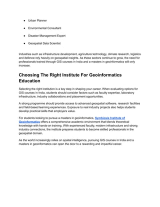 Exploring GIS Courses and Masters in Geoinformatics in India: Career ...