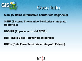Vittorio Paola: Linee strategiche per lo sviluppo e la integrazione  dei sistemi informativi territoriali e geodatabase - standard e tendenze europee nazionali e regionali