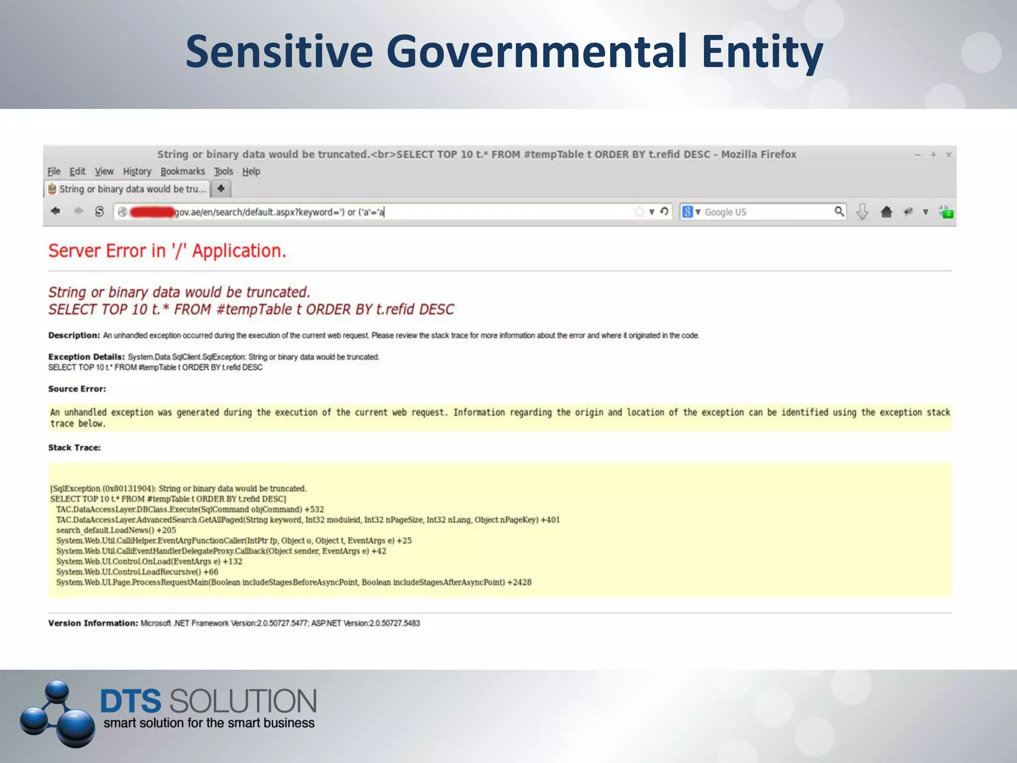 Sensitive Governmental Entity
 