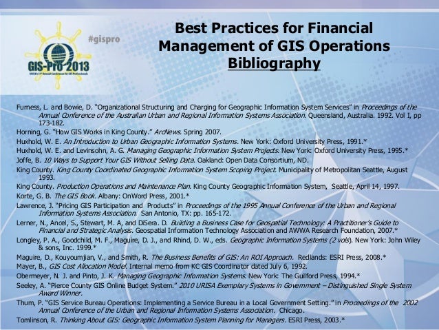 Best Practices For Financial Management Of Gis Operations