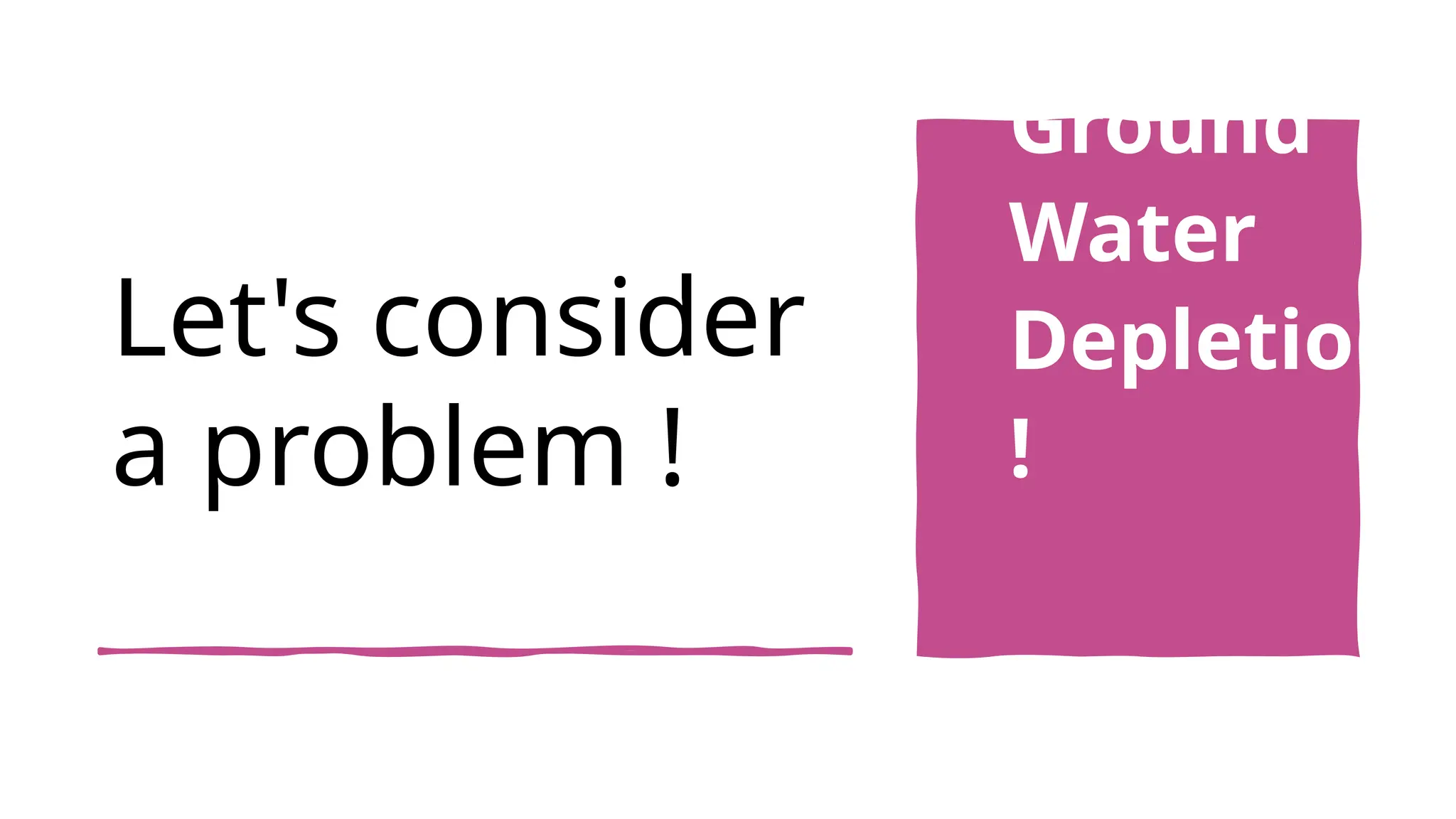 Let's consider
a problem !
Ground
Water
Depletion
!
 