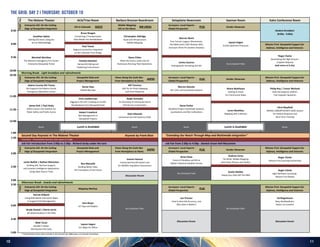 1110
The Malone Theater ACA/Triax Room Barbara Bresnan Boardroom Delaplaine Newsroom Saeman Room Kahn Conference Room
Enterprise GIS: On the Cutting
Edge of Geospatial Integration
GIS in Colorado
Mobile Mapping:
GIS on the Move
Surveyors: Local Experts -
Global Perspective
Vendor Showcase
Enterprise GIS: On the Cutting
Edge of Geospatial Integration
Geospatial Data and
Project Management
Views Along the Scale Bar:
From Hemisphere to Home
Surveyors: Local Experts -
Global Perspective
Vendor Showcase
Mission First: Geospatial Support for
Defense, Intelligence and Veterans
Enterprise GIS: On the Cutting
Edge of Geospatial Integration
Geospatial Data and
Project Management
Views Along the Scale Bar:
From Hemisphere to Home
Surveyors: Local Experts -
Global Perspective
Vendor Showcase
Mission First: Geospatial Support for
Defense, Intelligence and Veterans
Enterprise GIS: On the Cutting
Edge of Geospatial Integration
Mapping Mashup
Surveyors: Local Experts -
Global Perspective
Mission First: Geospatial Support for
Defense, Intelligence and Veterans
Student Breakfast
(8:00a - 9:00a)
Jonathan Spitze
Getting GIS Done Using the
Scrum Methodology
Bruce Reagan
Converting a Transportation
Data Model into Geodatabase
Christopher Aldridge
Asset and Infrastructure
Mobile Mapping
Warren Ward
Four Corners Legacy: Monuments,
Not Math (and 1,001 Reasons Why
Surveyors Plant Pin Gardens Anyway)
Jayson Hagen
ArcGIS GeoEvent Processor Mission First: Geospatial Support for
Defense, Intelligence and Veterans
Paul Tessar
Regional Centerline Integration
on the Colorado Front Range
Marshall Worthey
The National Interagency Fire Center
Enterprise Geospatial Portal
Steve Chiles
What the Future Looks Like for
Businesses Running Fleet Operations
Roger Clarke
Dominating the High Ground -
A Spatial Odyssey
(talk starts at 9:15a)
Pamela Hanstein
DenverGIS Editing and
Publishing Environment
Carlos Caceres
Hydrographic Surveying and GIS
No Scheduled Talks
Morning Break - Light breakfast and refreshments
Philip Roy | Trevor Weiland
How GIS Supports USAFA's
Civil Engineer Squadron
James Kelt | Paul Healy
Delta County’s GIS Solution for
Public Safety and Public Access
Chris Leatherman
Digging in the Dirt: Creating an ArcGIS
Geodatabase from Nonspatial Data
Ralph Vomaske
An Overview of Unmanned Aerial
Vehicle Use in Geomatics Steve Parker
Modified Project Coordinate Systems,
Localizations and Site Calibrations
Adams County GIS Teams
GIS Supports the Adams County
Emergency Operations Center
Genie Hays
Mobile Big Data
Bill Timmins
UAV for Air Photo Mapping
and Event Response
Warren Geissler
GIS, CAD, and Coordinate Systems
Shane Matthews
Getting to Know
Esri Community Maps
Loren Muehlius
Mapping with a Mission
Chris Mayfield
NORAD-USNORTHCOM'S SAGE System
for Federal Response and
Blue Force Tracking
Robert Crawford
Risk Management in
Geospatial Projects
Zach Edwards
Unmanned Aircraft Systems (UAS)
Break
Second Day Keynote in The Malone Theater Keynote by Frank Biasi "Extending Our Reach Through Map and Multimedia Integration"
Transition - Presentation Sessions start again at 2:00p
Break Break Break
Job Fair Introduction from 2:00p to 2:30p - Richard Serby under the tent Job Fair from 2:30p to 4:30p - Daniels Great Hall Mezzanine
Roger Clarke
Mission First Learning Partnership
No Scheduled Talks
Austin Mulder
Taking Your Data Off The GRID
Roger Clarke
High-Definition Surveying -
Mission First RealityDiscussion Forum
Justin Naifeh | Nathan McEachen
Building GIS, Decision Support,
and Location Intelligence Applications
Using Open Source Tools
Ben Metcalfe
Building Better Data:
The Foundation of the Future
Leanne Hanson
Unmanned Aircraft System Use
for Wildlife Population Assessment
Brian Shaw
Fusion of Geodesy and GIS at
NOAA’s National Geodetic Survey
Andrew Carey
TerraFlex: Mobile Mapping
with Smart Phones and Tablets
Discussion Forum
Matt Taran
Boulder's Water
Distribution Info Suite
Jayson Hagen
Esri Maps for Office
* Presentation time slots include 5-10 minutes for Q&A plus a 5-minute transition
Afternoon Break - Snacks and refreshments
No Scheduled Talks No Scheduled Talks
Darcee Killpack
Using Web-Based Interactive Maps
to Support Park Management
Sara Boyer
US Topo and Maplex
Jon Proctor
How to Describe Accuracy, and
Why Does It Matter?
Ed Riegelmann
Navy GeoReadiness:
Return on Location
Brady Hustad | Cherie Jarvis
3D Spatial Analysis in the Web
Discussion Forum
10:30
11:00
8:30
RmTrack
11:30
12:00
1:00
2:30
3:00
4:00
4:30
5:00
Track
2:00
1:50
9:00
9:30
10:00
3:30
GISCO RM URISA PLSC
Lunch is Available Lunch is Available
TrackTrack
PLSCASPRS
ASPRS PLSC
PLSC
THE GRID: Day 2 | Thursday, October 10
 