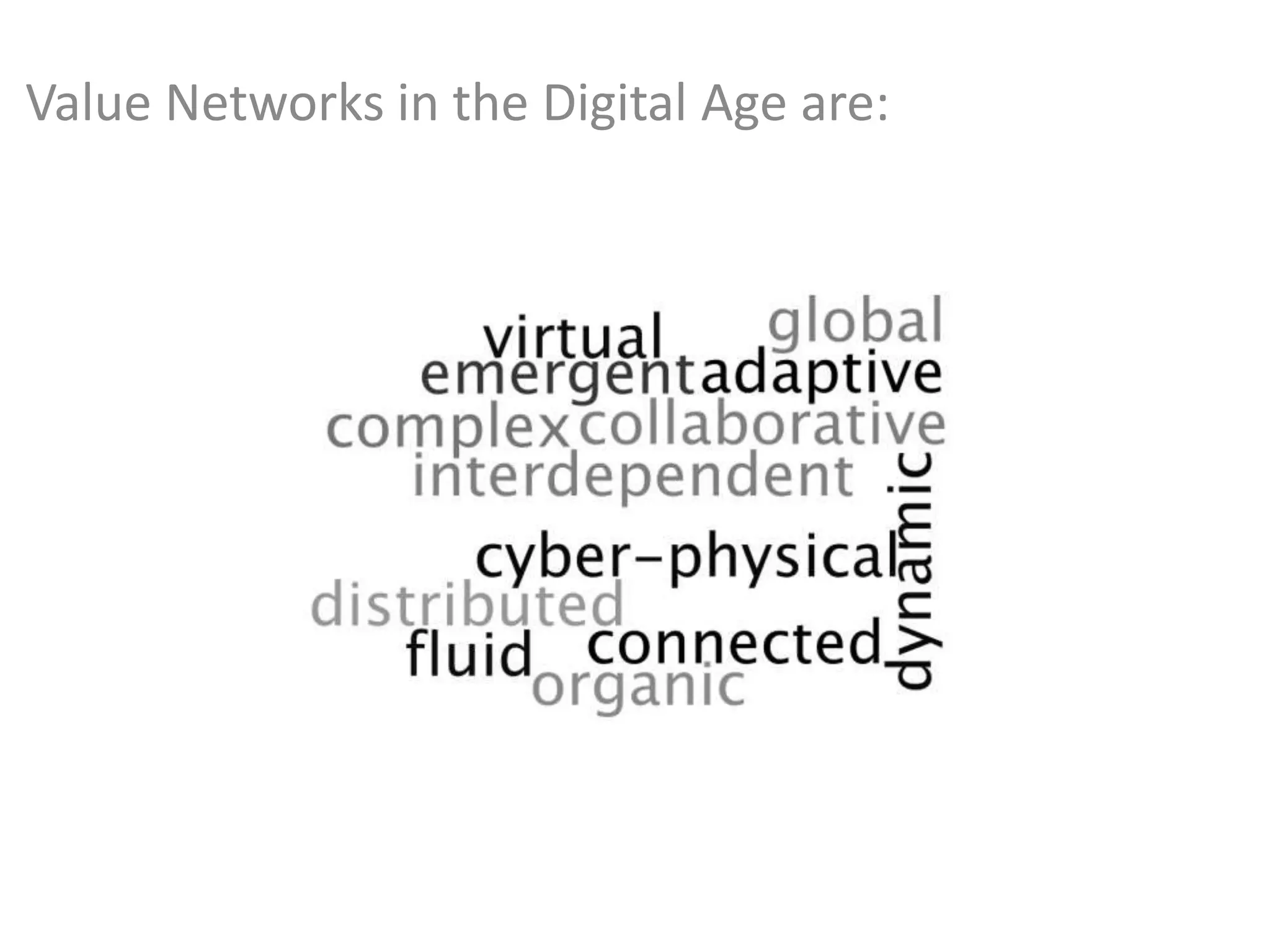 Value Networks in the Digital Age are:
 