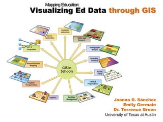 Visualizing Ed Data through GIS
MappingEducation:
Joanna D. Sánchez
Emily Germain
Dr. Terrence Green
University of Texas at Austin
 