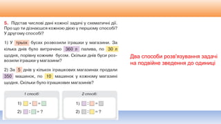 Видавництво «Ранок»
Два способи розв'язування задачі
на подвійне зведення до одиниці
 