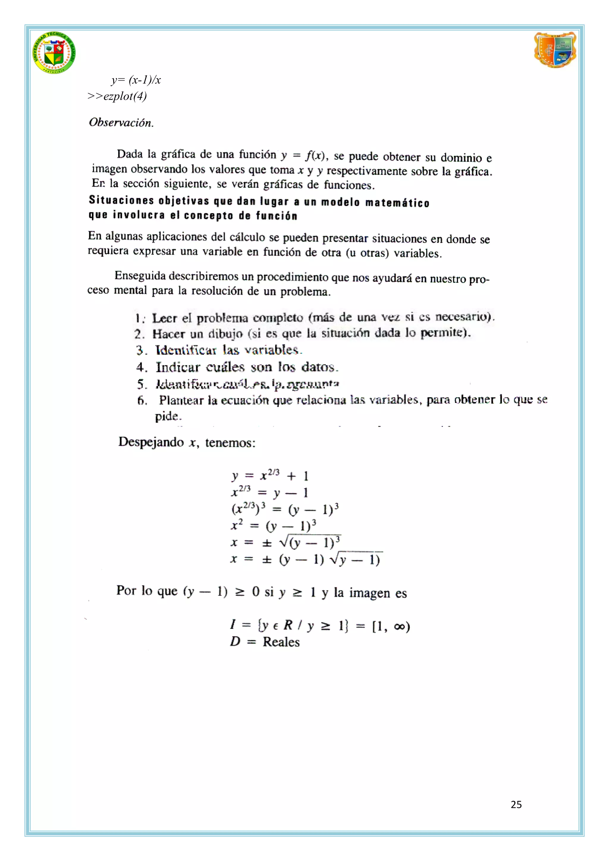 y= (x-1)/x
>>ezplot(4)




                 25
 